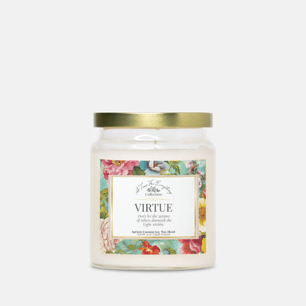 Virtue – 9 oz Apothecary Intention Candle – Truth and Courage Ritual – Clear Glass Jar with Gold Lid