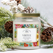 Virtue – 9 oz Apothecary Intention Candle – Truth and Courage Ritual – Clear Glass Jar with Gold Lid