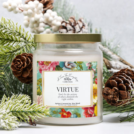 Virtue – 9 oz Apothecary Intention Candle – Truth and Courage Ritual – Clear Glass Jar with Gold Lid