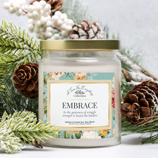 Embrace – 9 oz Apothecary Intention Candle – Self-Acceptance and Inner Peace Ritual – Clear Glass Jar with Gold Lid
