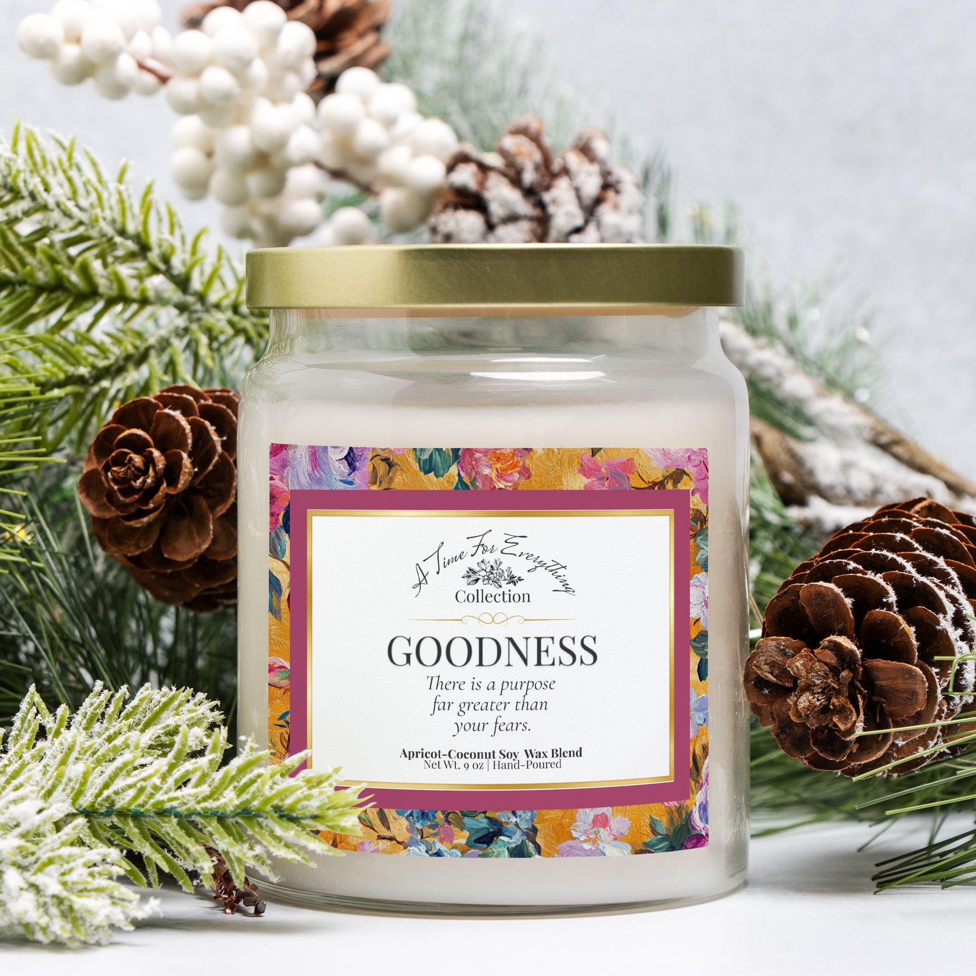 Goodness – Clear Apothecary Jar Intention Candle – Inner Light, Soul Kindness & Restorative Faith – 9 oz