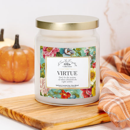 Virtue – 9 oz Apothecary Intention Candle – Truth and Courage Ritual – Clear Glass Jar with Gold Lid