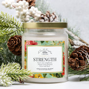 Strength – 9 oz Apothecary Intention Candle – Emotional Fortitude and Comfort Ritual – Clear Glass Jar with Gold Lid